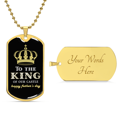 Gift For Dad - Father's Day Necklace - Father Is King - Necklace For Fathers Day - Father, Daughter, Son Gift - Dad Gift For Him - Army Tag Necklace, Dog Tag Necklace