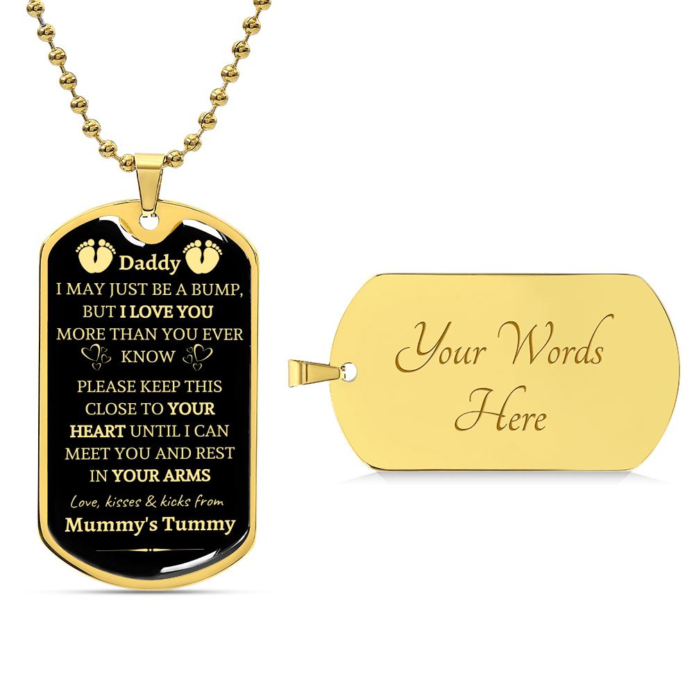 Daddy-I Love You-From Mummy's Tummy-Dog Tag Necklace - Army Tag Necklace, Dog Tag Necklace
