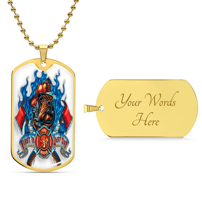 Best Gift For Firefighter Who Is A Pitbull Dog Lover - Army Tag Necklace, Dog Tag Necklace