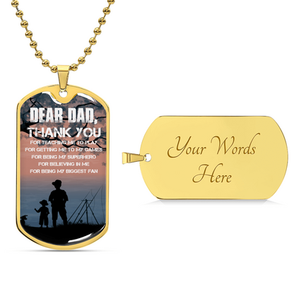Dear Dad Thank You - Army Tag Necklace, Dog Tag Necklace