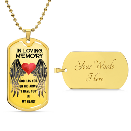 Family In Loving Memory Luxury Dog Tag Necklace With Back Engraving - Army Tag Necklace, Dog Tag Necklace