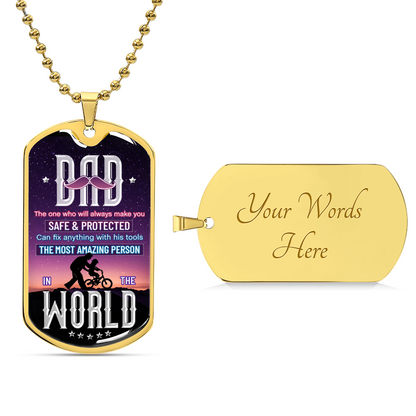 Dad Chain, Gift For Dad, Love Daddy Dog Tag Necklace, Handstamped Fathers Day Gift From Son - Army Tag Necklace, Dog Tag Necklace