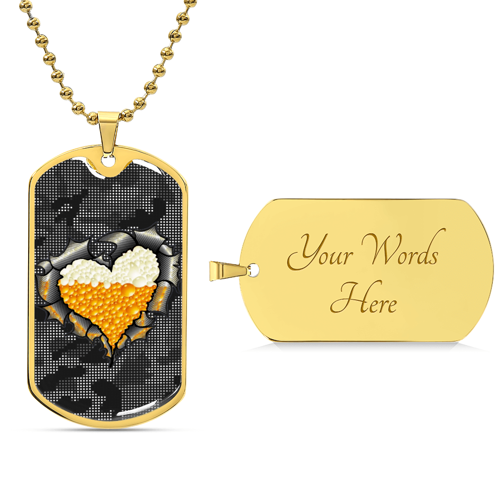 Beer Inside Beer Lover Dog-Tag Necklace - Army Tag Necklace, Dog Tag Necklace