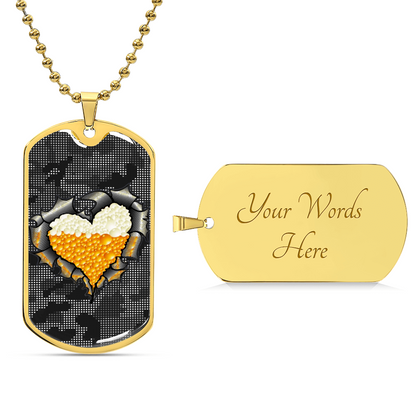 Beer Inside Beer Lover Dog-Tag Necklace - Army Tag Necklace, Dog Tag Necklace