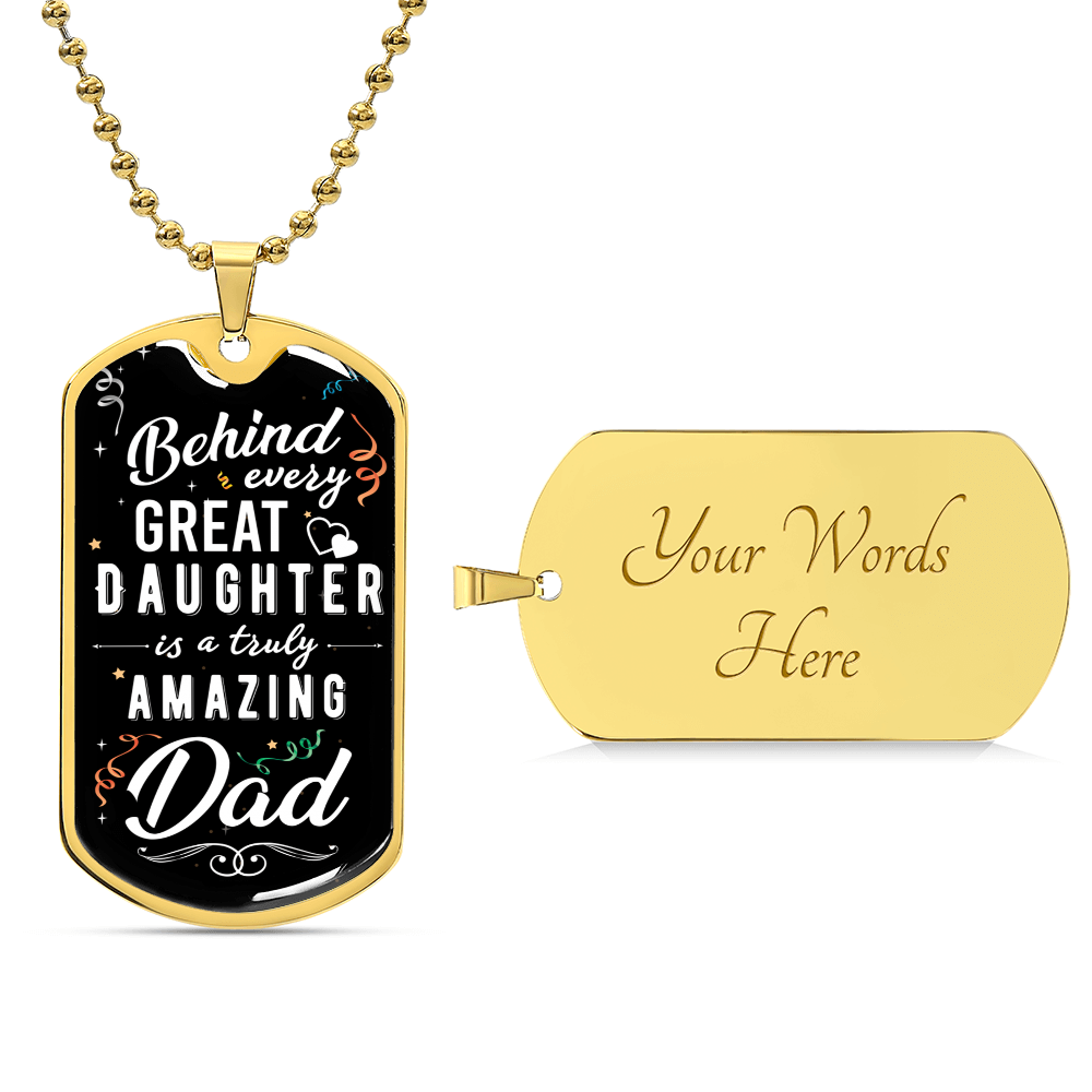 Daughter To Dad - Happy Birthday Dog Tag Necklace - Army Tag Necklace, Dog Tag Necklace