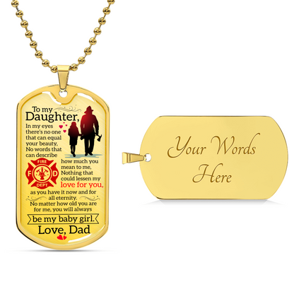 Firefighter Daughter Necklace - Firefighter Mom Necklace Gift - Firefighter Gift - Gift For Daughter - Gift From Father - Army Tag Necklace, Dog Tag Necklace