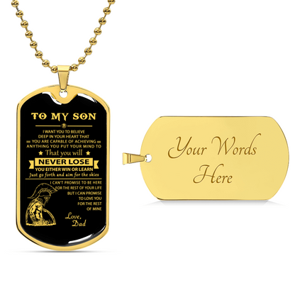 Da30 Spartan Dog Tag Dad To Son - Army Tag Necklace, Dog Tag Necklace