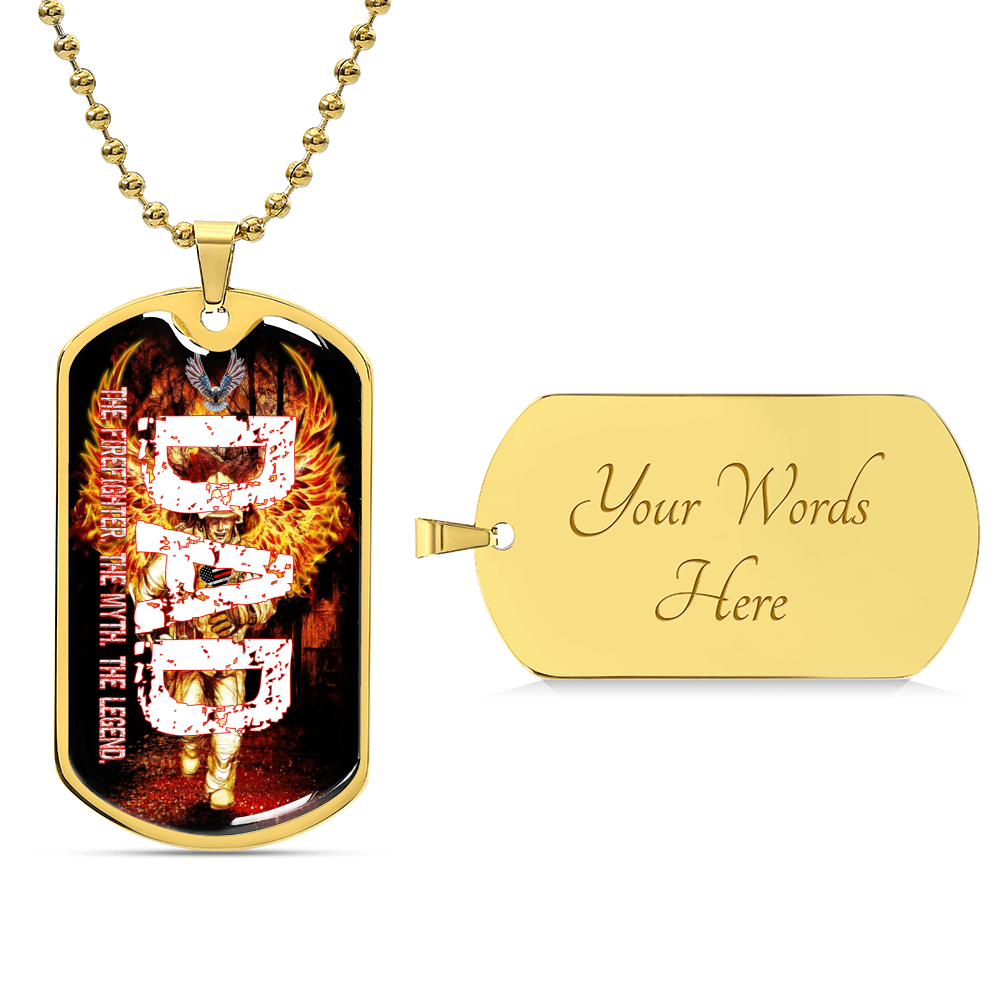 Dad The Firefighter The Myth The Legend - Army Tag Necklace, Dog Tag Necklace