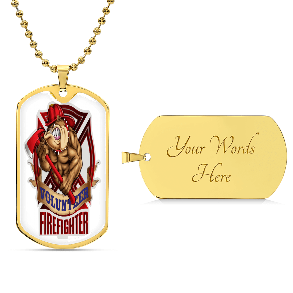 Best Gift For Firefighter Who Is A Pitbull Lover - Army Tag Necklace, Dog Tag Necklace