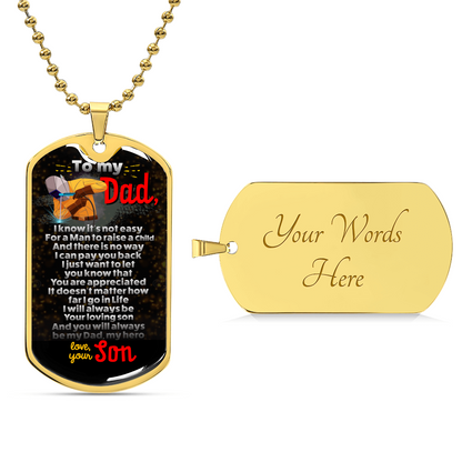 Welder's Dad - Premium Dog Tag From Son - Army Tag Necklace, Dog Tag Necklace