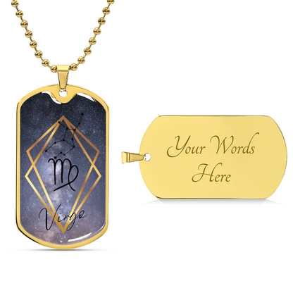 Virgo Galaxy Personalized Dog Tag Necklace - Army Tag Necklace, Dog Tag Necklace