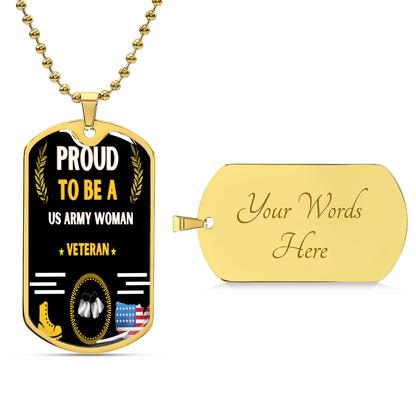 Us Army Woman Veteran - Army Tag Necklace, Dog Tag Necklace
