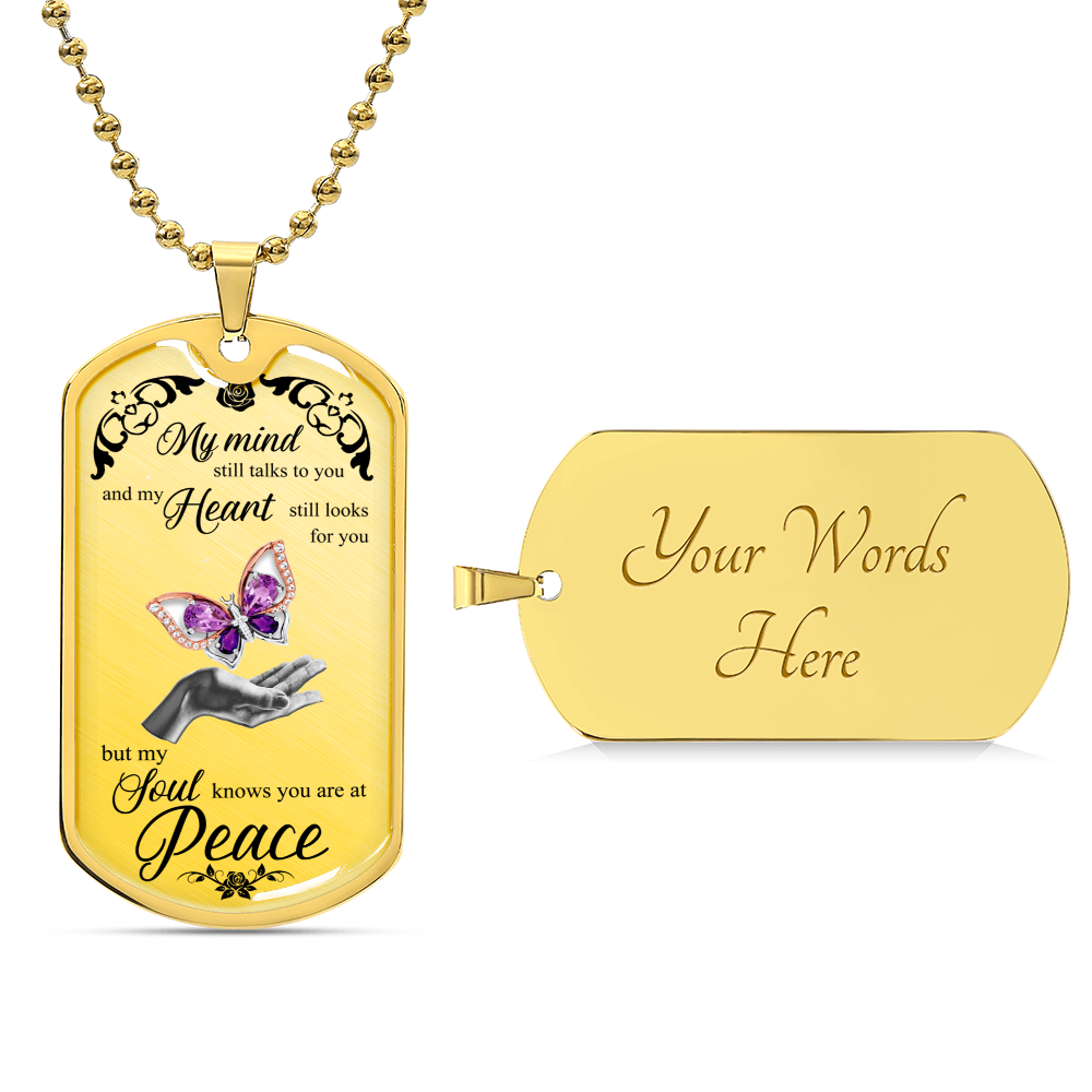 Gem Butterfly On Lady Hand Luxury Dog Tag - Army Tag Necklace, Dog Tag Necklace