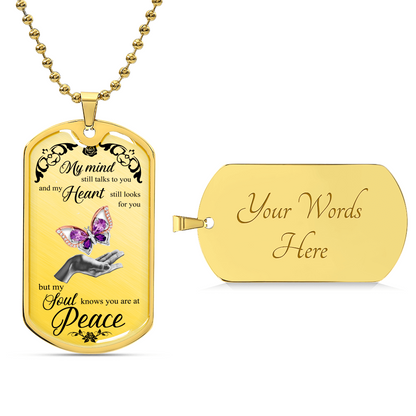 Gem Butterfly On Lady Hand Luxury Dog Tag - Army Tag Necklace, Dog Tag Necklace