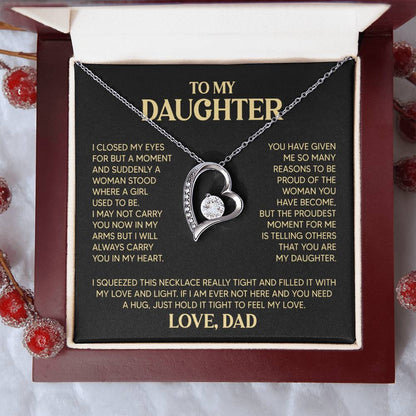 Daughter Heart Necklace  Love Dad Forever Love Necklace