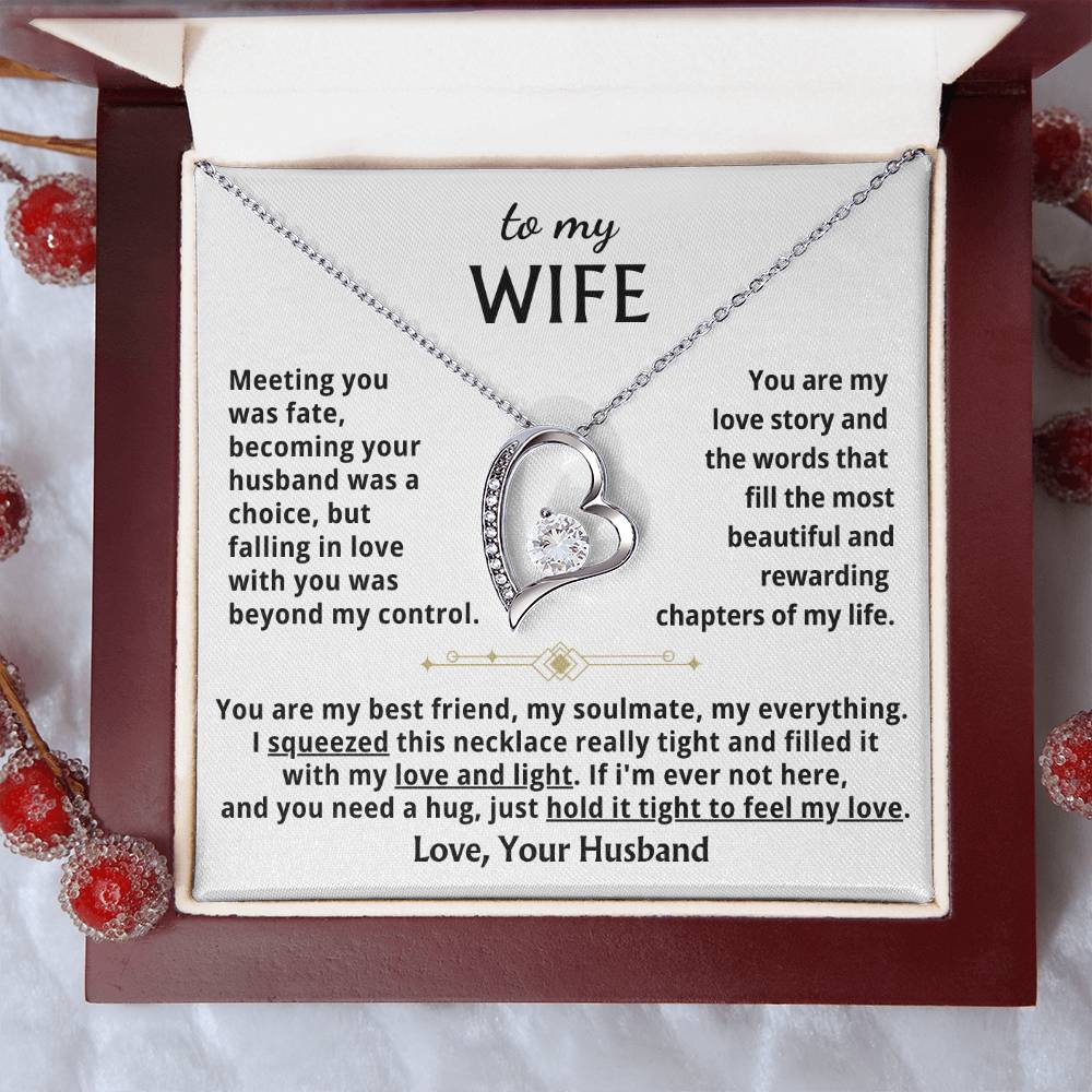To My Wife - When You Need A Hug , Hold This Close To Feel My Love Forever Love Necklace