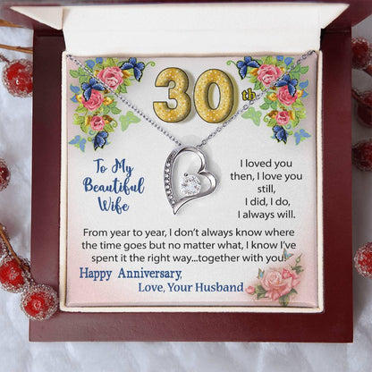 30th Anniversary Gift Heart Necklace For Wife Forever Love Necklace