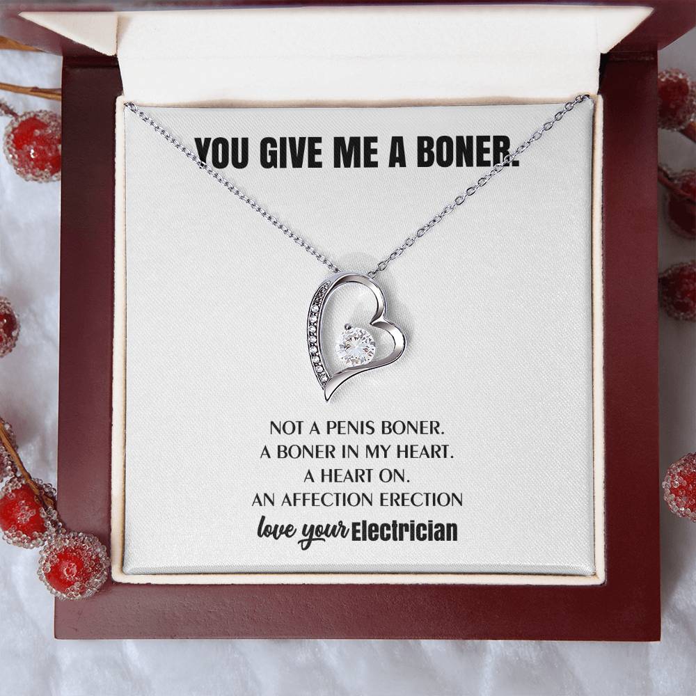 You Give Me A Heart Boner An Affection Erection Funny & Sarcastic Love For Her ? Mature Best Funny Gag Gifts For Electrician Wife On Special Days Forever Love Necklace
