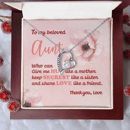Gift For Auntie Thank You & Love You Forever Love Necklace