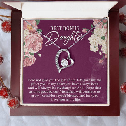 Best Bonus Daughter Birthday Message Card Gift Bonus Daughter Step Daughter Gift Bonus Daughter Necklace Forever Love Necklace