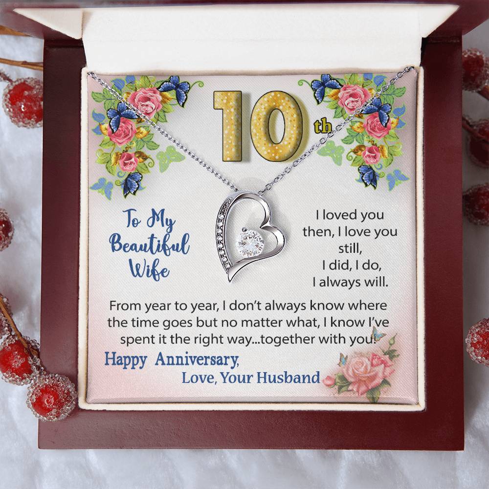 10th Anniversary Necklace Gift To Wife Forever Love Necklace