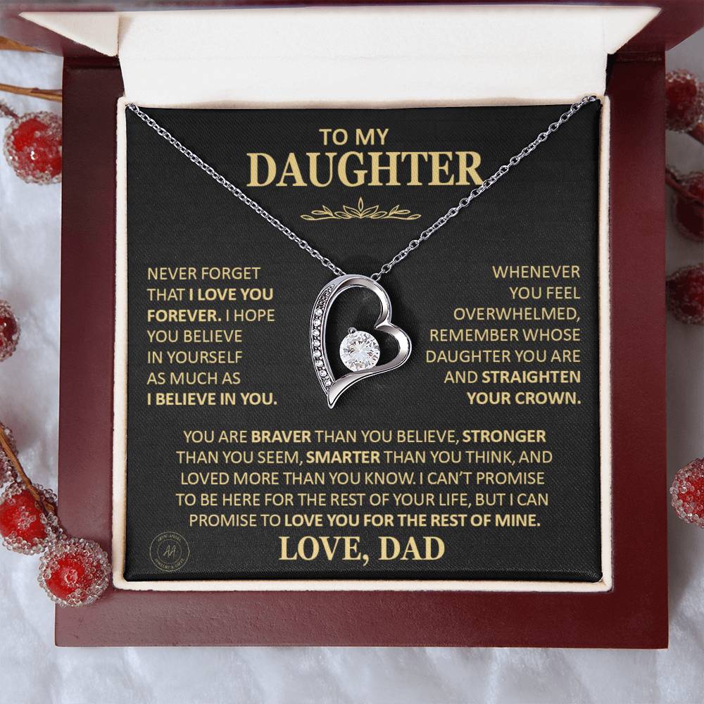 Unique Gift For Daughter From Dad Never Forget That I Love You Heart Necklace Forever Love Necklace