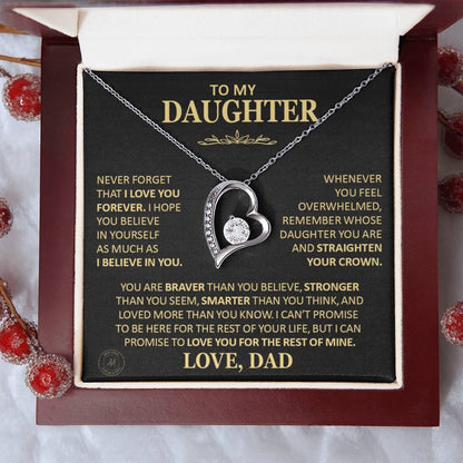 Unique Gift For Daughter From Dad Never Forget That I Love You Heart Necklace Forever Love Necklace