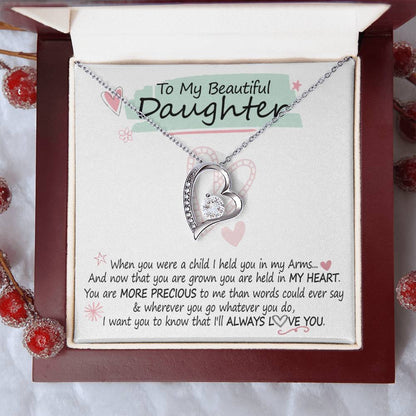 A Gift For Daughter More Precious To Me Forever Love Necklace