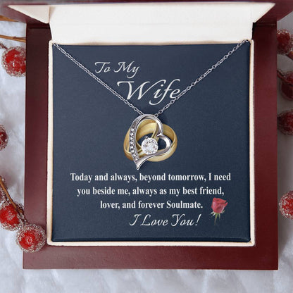 To My Wife Message Card With Heart Necklace Gift Necklace For Wife From Husband Anniversary And Birthday Gift For Wife Forever Love Necklace