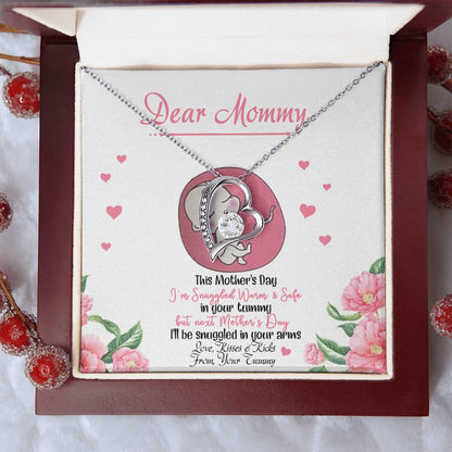 Dear Mommy From Your Tummy Mother's Day Gift Luxury Necklace Baby Bump Gift Expecting Mom Gifts To My Mommy From Tummy Forever Love Necklace