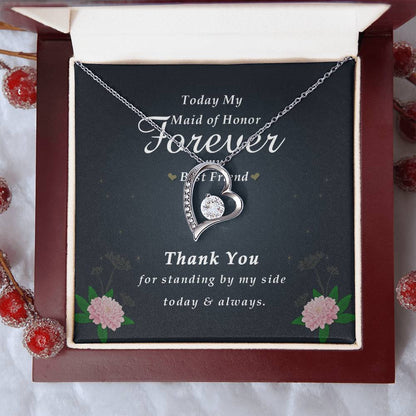 Forever Heart Necklace, Maid Of Honor Gift Forever Love Necklace