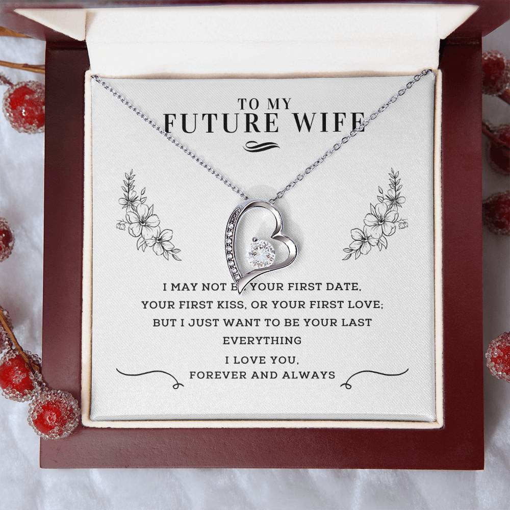 Forever And Always Heart Necklace  Message Card  Gift Box Forever Love Necklace