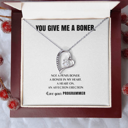 You Give Me A Heart Boner An Affection Erection Funny & Sarcastic Love For Her ? Mature Best Funny Gag Gifts For Programmer Wife On Special Days Forever Love Necklace