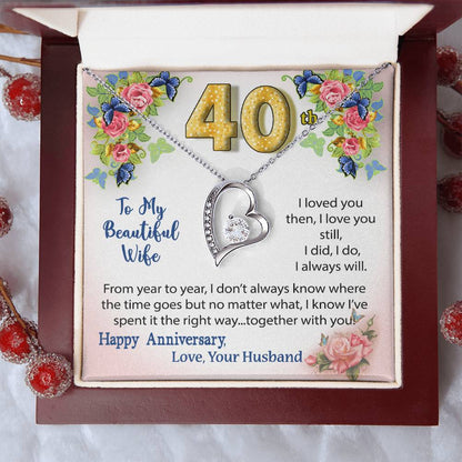 40Th Anniversary Gift For Wife Heart Necklace Forever Love Necklace