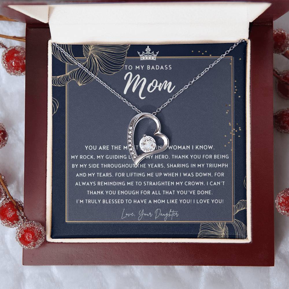 Badass Mom Gift To My Badass Mom Necklace Mother’s Day Gift Daughter To Mom Gift Gift From Daughter To Mom On Wedding Day Mom Gift 2 Forever Love Necklace