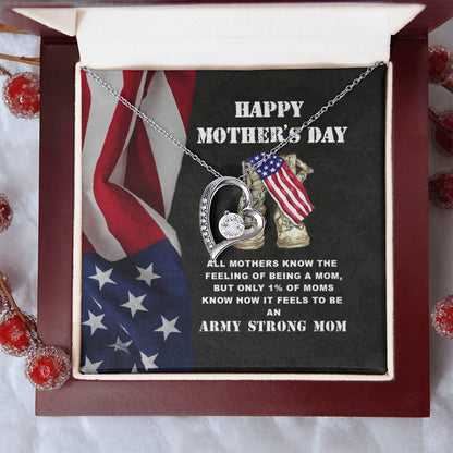 Army Mom Gift Strong Mom Forever Love Necklace