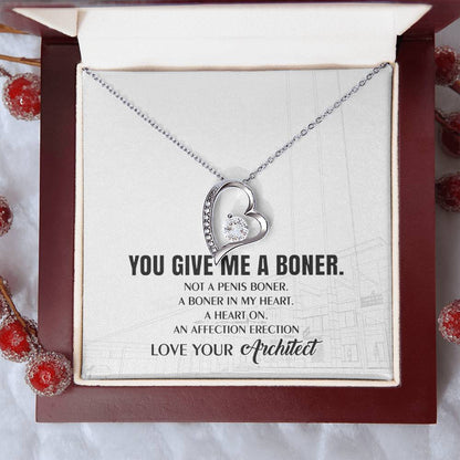 You Give Me A Heart Boner An Affection Erection Funny & Sarcastic Love For Her ? Mature Best Funny Gag Gifts For Architect Wife On Special Days Forever Love Necklace