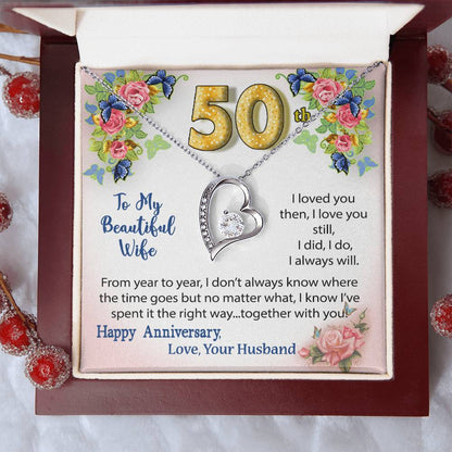 50Th Anniversary Gift Heart Necklace For Wife Forever Love Necklace
