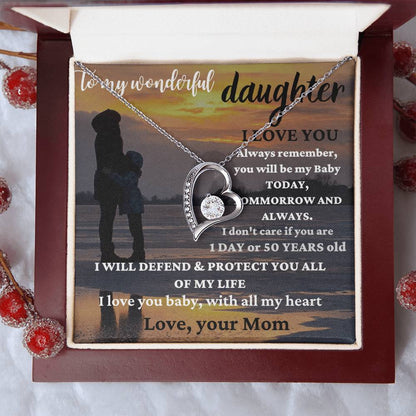 To My Wonderful Daughter Straighten Your Crown Necklace Mom Daughter Necklace Daughter Birthday Gift Daughter Graduation Gift Forever Love Necklace