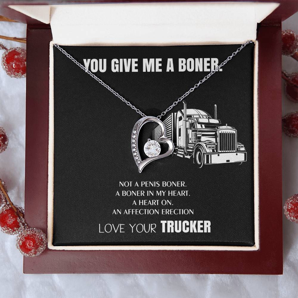You Give Me A Heart Boner An Affection Erection Funny & Sarcastic Love For Her ? Mature Gag Gift For Truck Drivers Wife 1 Forever Love Necklace