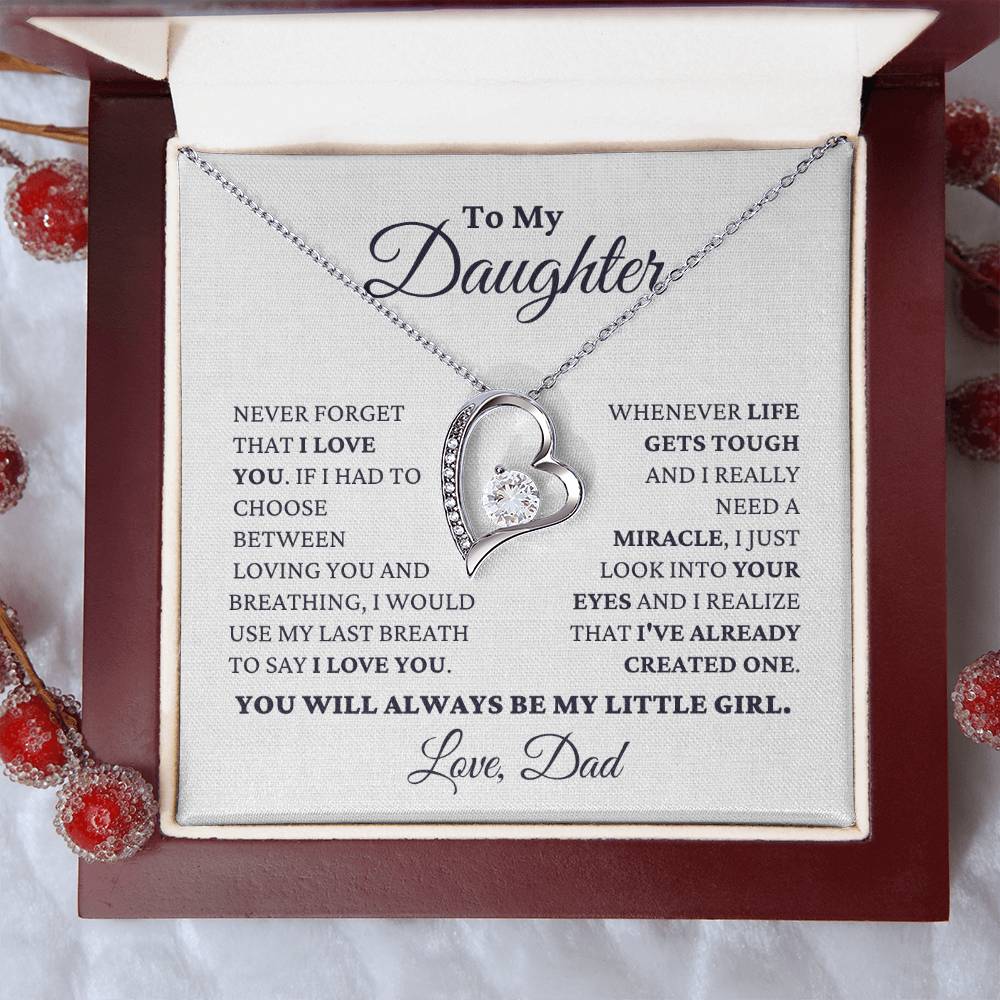 Gift For Daughter Love Dad Never Forget That I Love You - My Little Girl Necklace Forever Love Necklace