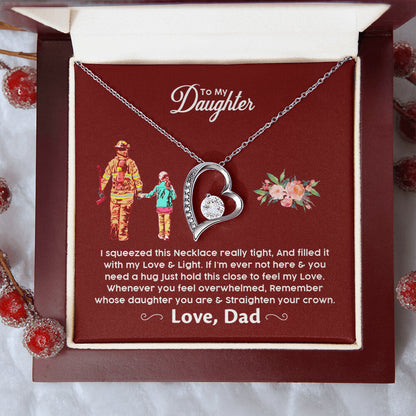 Firefighter's Daughter Gift For Daughter From Firefighter Dad Firefighter Daughter Necklace Forever Love Necklace