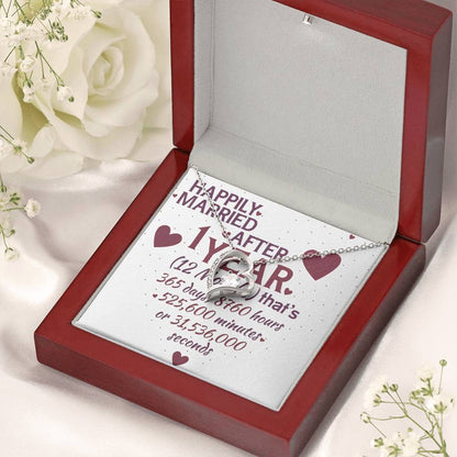 1 Year Anniversary Married Hanging Heart Sign Keepsake Forever Love Necklace