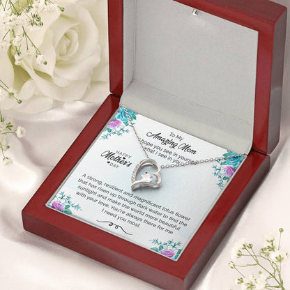 Floating Cz Heart Necklace For Mom Forever Love Necklace