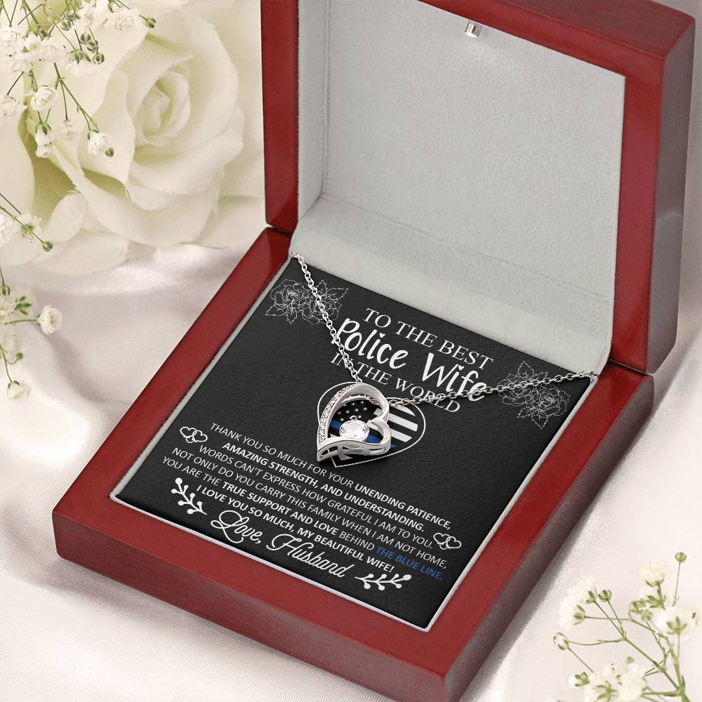 To The Best Police Wife In The World Forever Love Necklace