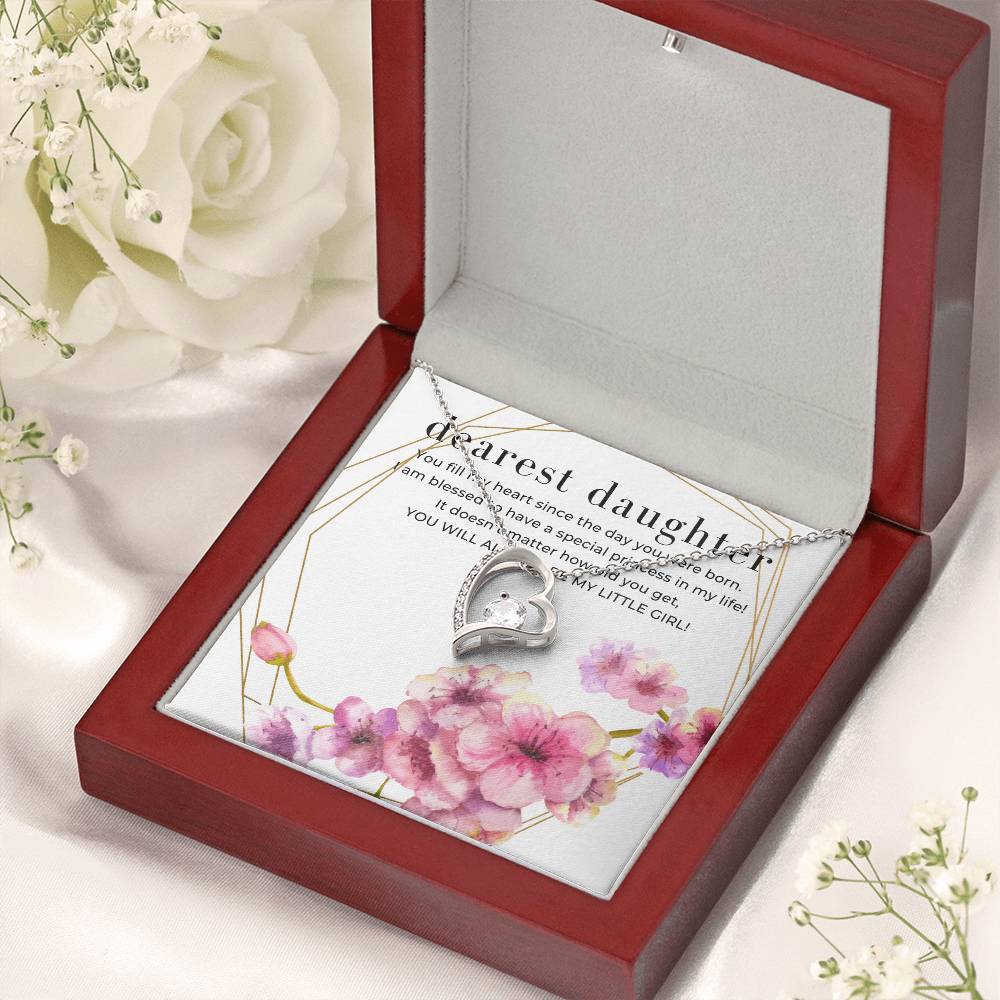 Dearest Daughter Open Heart Pendant Necklace Forever Love Necklace