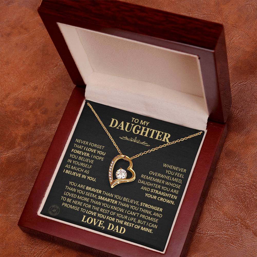 Unique Gift For Daughter From Dad Never Forget That I Love You Heart Necklace Forever Love Necklace