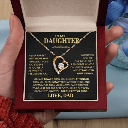 Unique Gift For Daughter From Dad Never Forget That I Love You Heart Necklace Forever Love Necklace