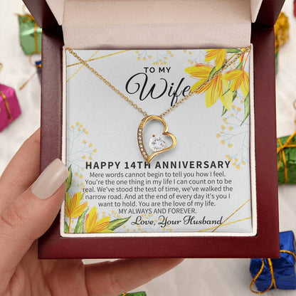 14 Year Wedding Anniversary Gift For Wife 14Th Anniversary Gift For Her 14 Year Anniversary Gift Ideas 14Th Anniversary Gifts Forever Love Necklace