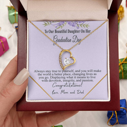 Class Of 2022 Graduation Message Card Necklace For Daughter Forever Love Necklace